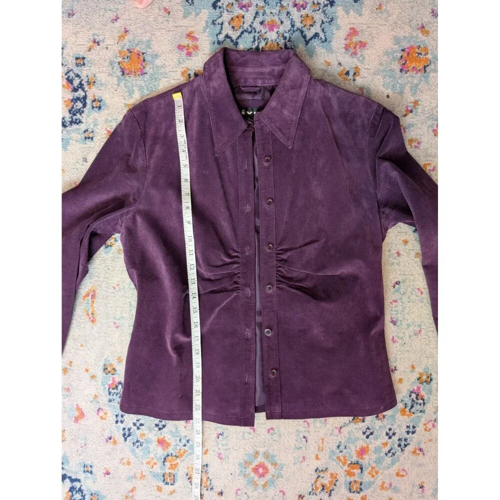 y2k‎ Revue Purple Suede Ruched Button Front Jacket - Medium